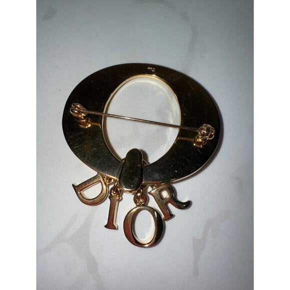 Dior Letter Charm Oval Brooch - Gold-Tone - Picture 4 of 4